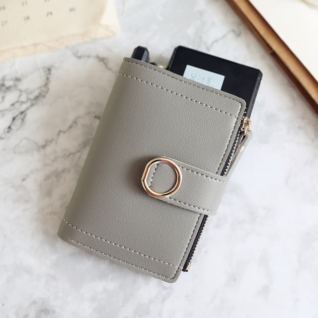 Women Wallets Small Fashion Leather Purse Ladies Card Bag For Female Purse Money Clip Wallet(Gray) - Immagine 1