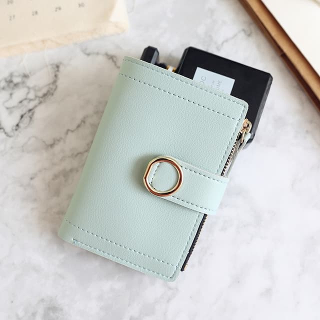 Women Wallets Small Fashion Leather Purse Ladies Card Bag For Female Purse Money Clip Wallet(Light Green) - Immagine 1