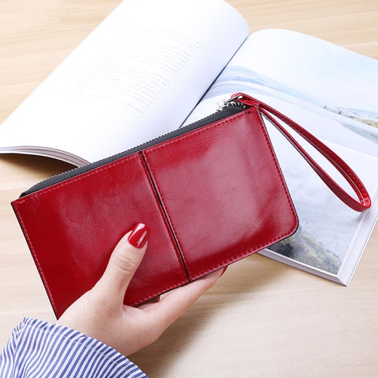 Women Zip Wallet Long Clutch Multi Card Holder Wallet Wrist Wallet(Red) - Immagine 1