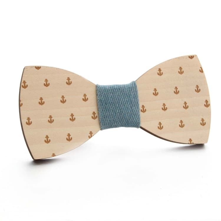 Papillon in legno per uomo, decorazione per abbigliamento, colore: blu ancora piccolo - Immagine 1