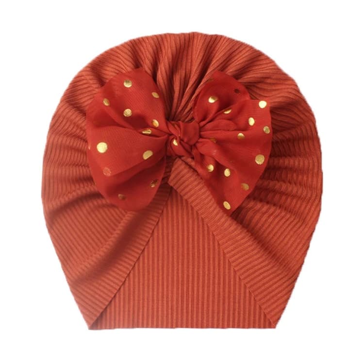 X-21005 Soft Threaded Baby Hats Children Bow Turban Cap(Jujube Red) - Immagine 1