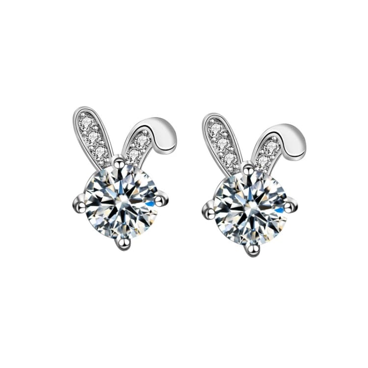 Orecchini a coniglio con diamante XEA010 S925 Argento Pieno di Diamanti Mosan (Bianco) - Immagine 1