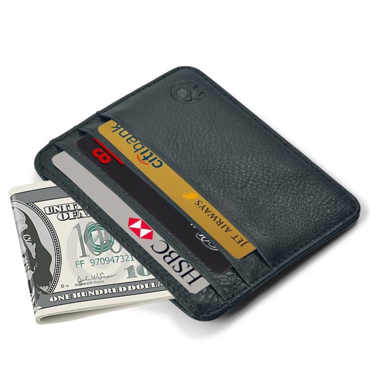 XIAO YUAN XIANG Cowhide Leather Pocket 6 Card Sleeve Wallet Coin Purse Card Holder, Size: 10.7cm x8.7cm, Random Color Delivery - Immagine 1