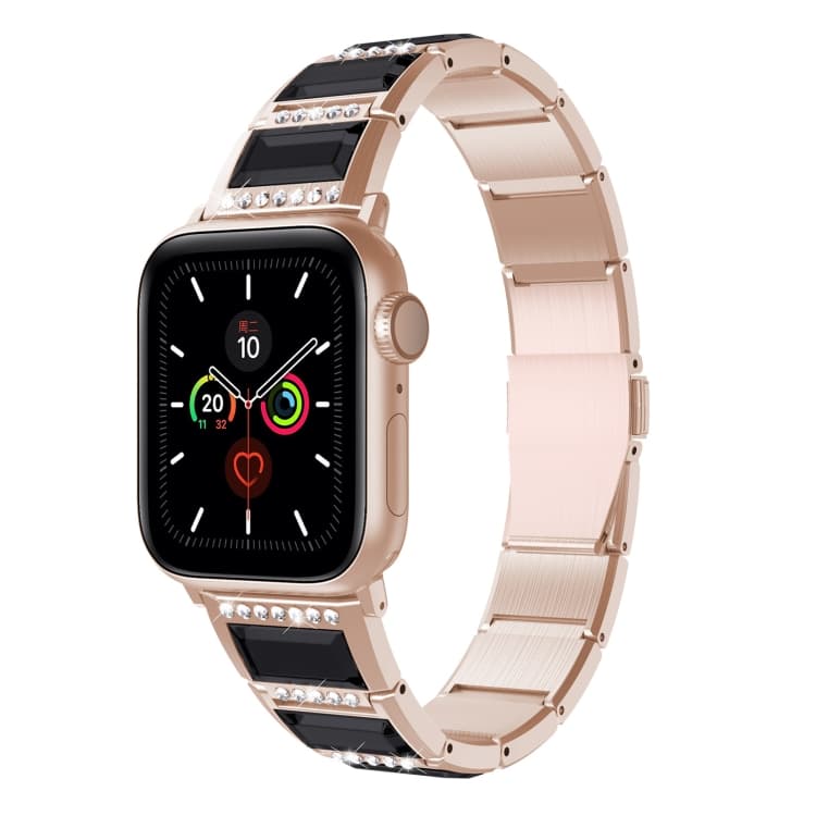 Cinturino per orologio in acciaio bicolore XingYao Series per Apple Watch Series 9&8&7 41mm / SE 3&SE 2&6&SE&5&4 40mm / 3&2&1 38mm (Oro+Nero) - Immagine 1