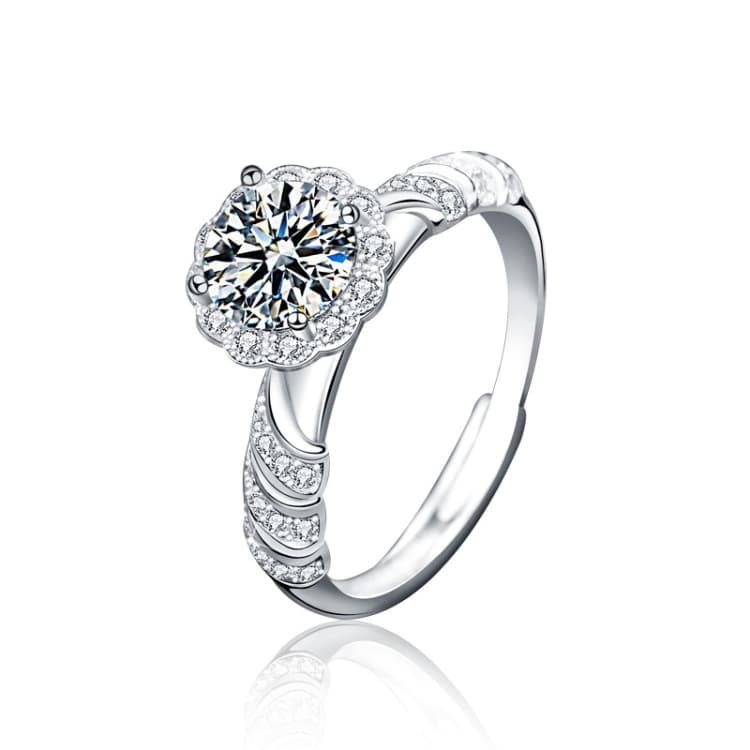 XJA008 Anello in argento 925 con diamante Moissanite a punta aperta per coppie (Bianco) - Immagine 1