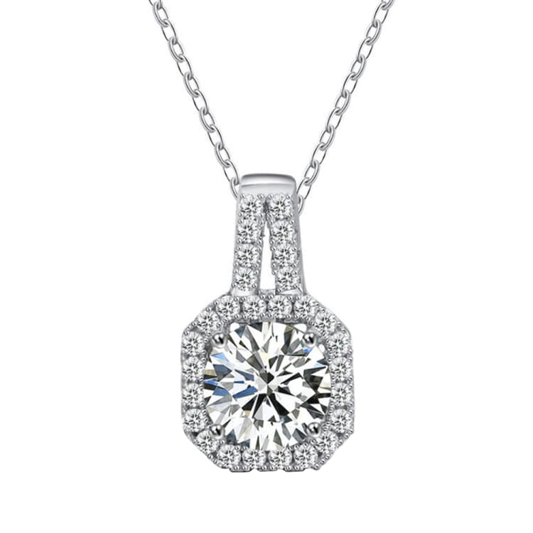 Collana con ciondolo quadrato in argento 925 e moissanite XMZ018, diamante quadrato, specifica: 2 carati - Immagine 1