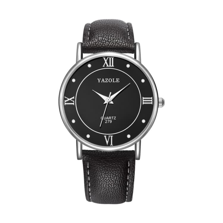 YAZOLE 279 Business Casual Analog Quartz Couple Watch(Black Tray Black Belt Large) - Immagine 1