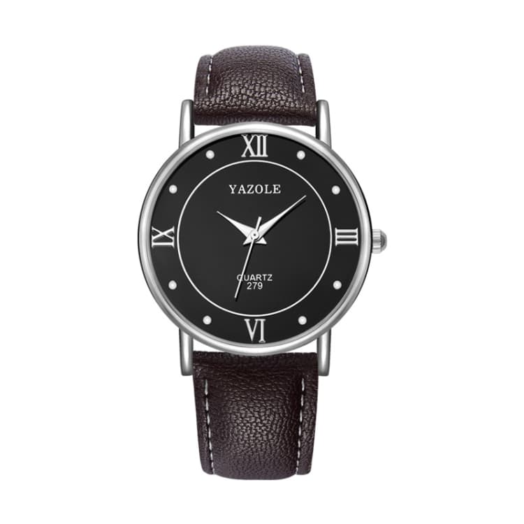 YAZOLE 279 Business Casual Analog Quartz Couple Watch(Black Tray Brown Belt Large) - Immagine 1