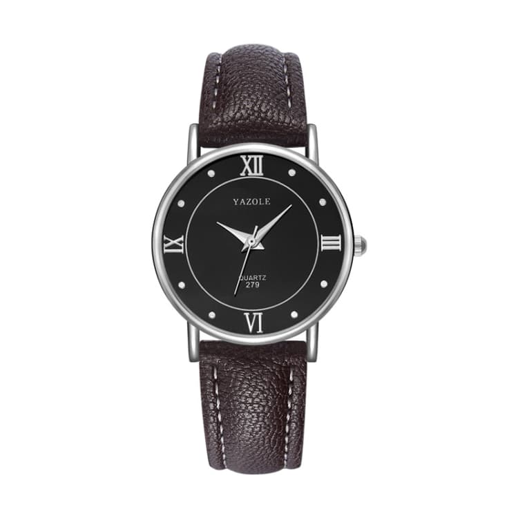 YAZOLE 279 Business Casual Analog Quartz Couple Watch(Black Tray Brown Belt Small) - Immagine 1