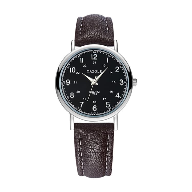 YAZOLE 281 Dual Digital Dial Simple Retro Business Couple Quartz Watch(Large Black Tray Brown Belt) - Immagine 1