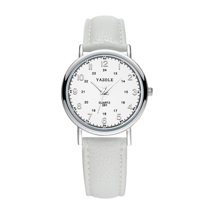 YAZOLE 281 Dual Digital Dial Simple Retro Business Couple Quartz Watch(Small White Tray White Belt) - Immagine 1