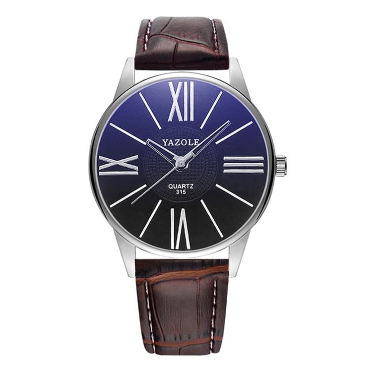 YAZOLE 315 Simple Large Dial Waterproof Sports Quartz Watch(Black+Brown) - Immagine 1