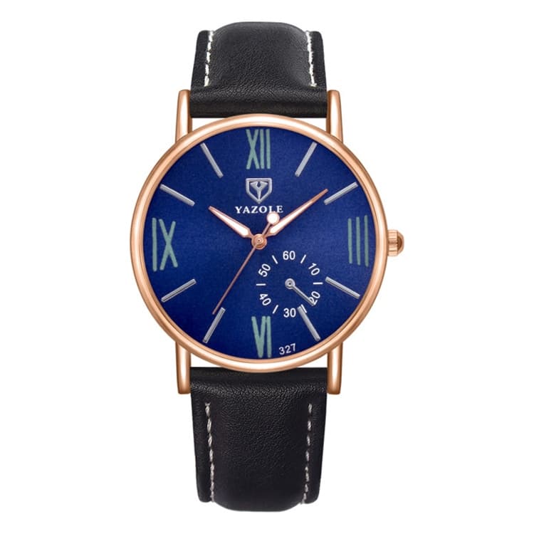 Orologio da donna YAZOLE 327 in pelle, impermeabile, luminoso (blu+nero) - Immagine 1