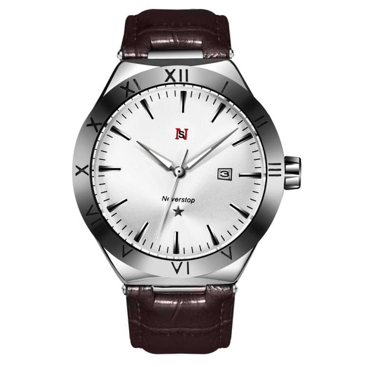 YAZOLE N953 Simple Business Men Watch Luminous Calendar Student Watch(White Brown) - Immagine 1