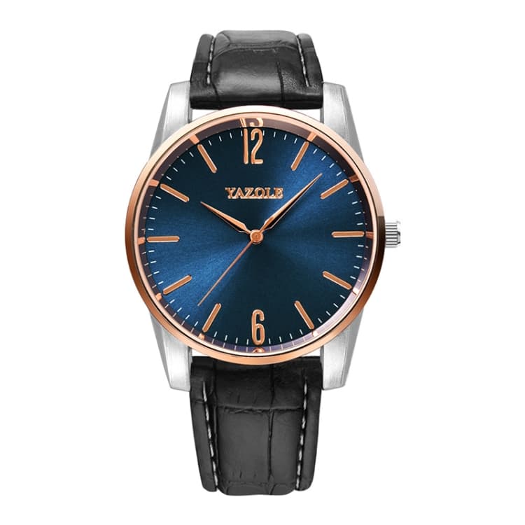 YAZOLE Simple Digital Two-color Dial Quartz Men Watch(542 Blue Tray Black Belt) - Immagine 1