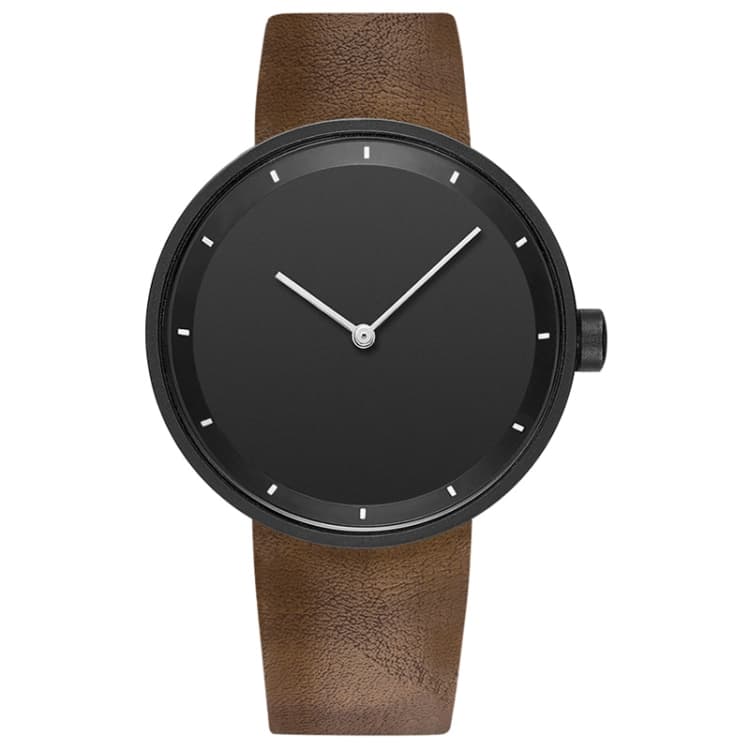 YAZOLE Simple Fashion Quartz Couple Watch(523 Black Shell Black Tray Brown Belt) - Immagine 1