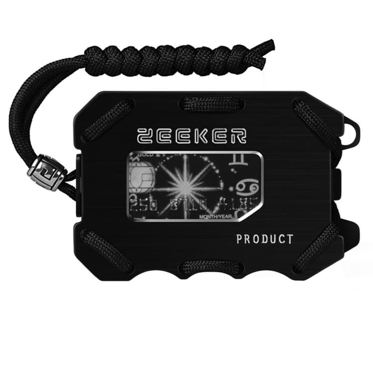 ZEEKER Metal Card Holder RFID Multifunctional EDC Wallet Large Capacity Minimalist Card Holder With Bottle Opener Function, Colour: Black Brushed - Immagine 1