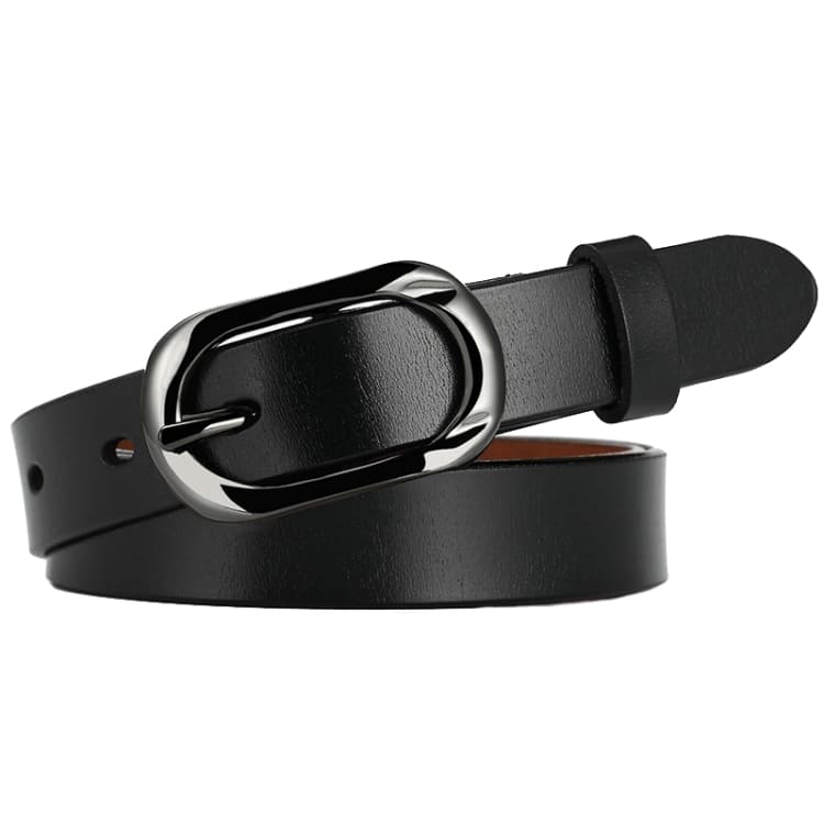 Cintura in pelle di vitello fine ZK-052 morbida e resistente all'usura con fibbia a perno, lunghezza: 100 cm (larga 2,8 cm, nera) - Immagine 1