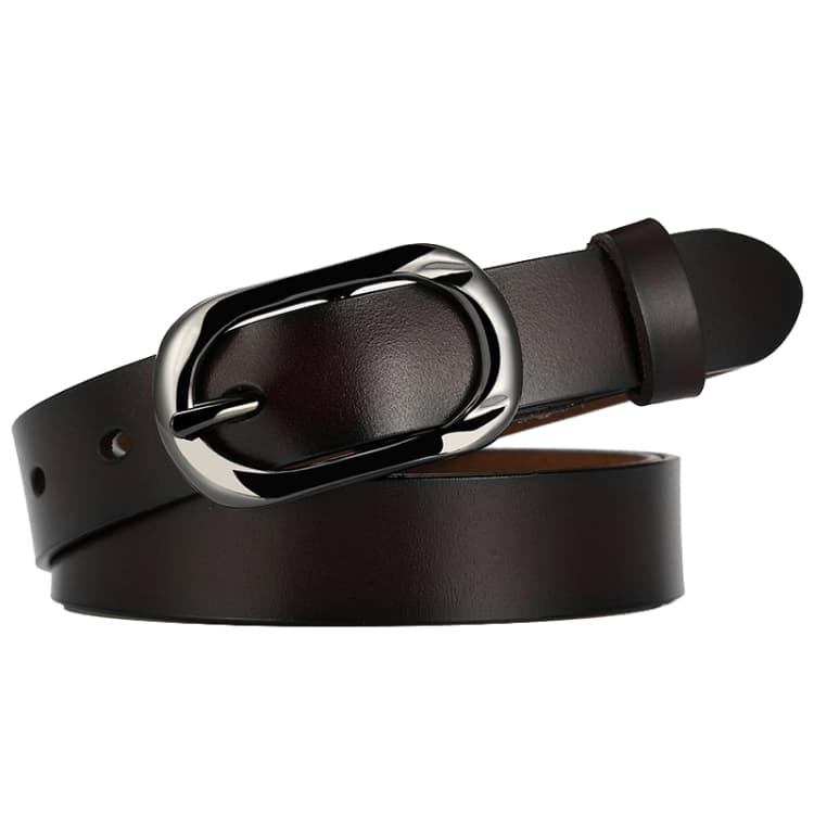 Cintura in pelle di vitello fine ZK-052, morbida e resistente all'usura con fibbia a perno, lunghezza: 100 cm (caffè) - Immagine 1