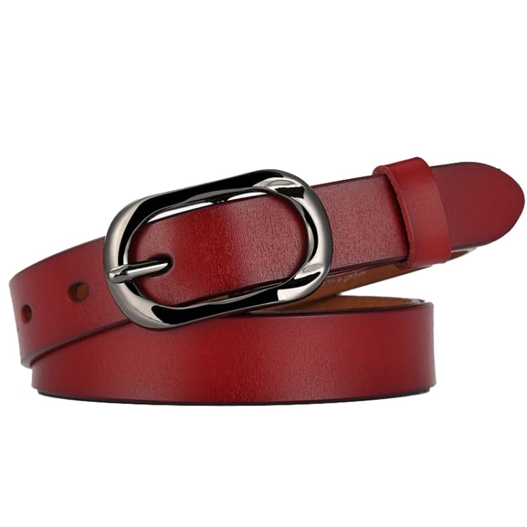 Cintura in pelle di vitello fine ZK-052 morbida e resistente all'usura con fibbia a perno, lunghezza: 110 cm (marrone rossiccio) - Immagine 1