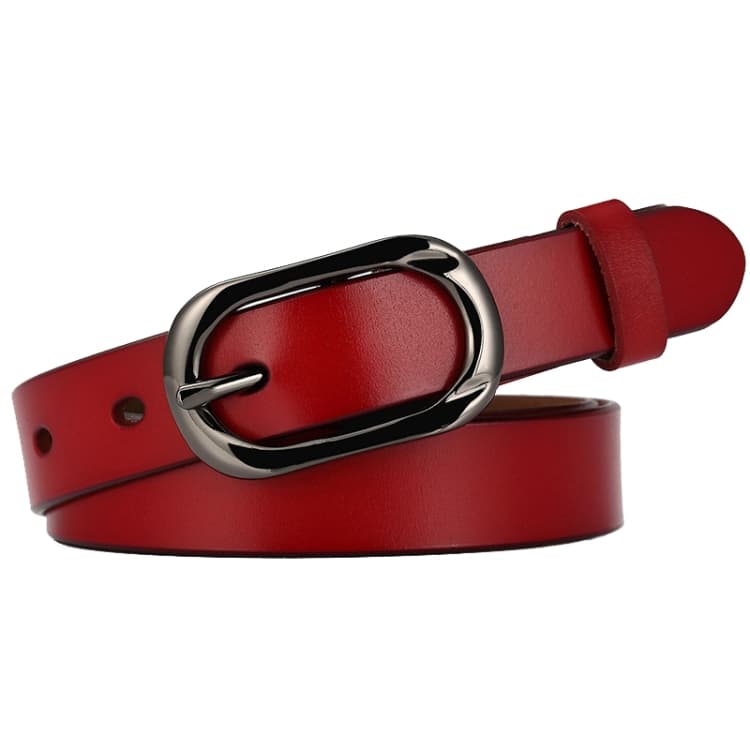 Cintura in pelle di vitello fine ZK-052 morbida e resistente all'usura con fibbia a spillo, lunghezza: 115 cm (rosso) - Immagine 1