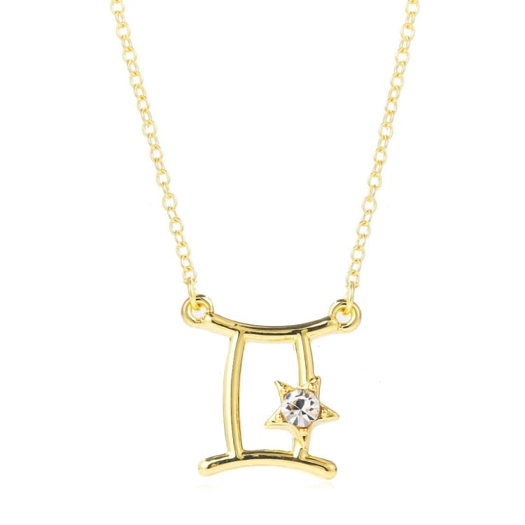 Collana ciondolo zodiacale con catena clavicola e diamante (N2204-3) - Immagine 1