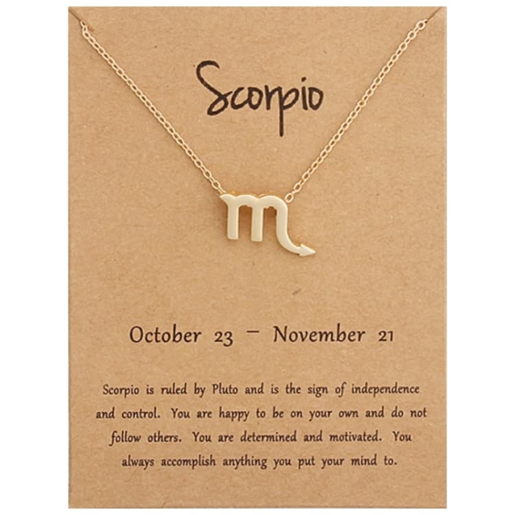 Collana corta in lega elettroplaccata con segni zodiacali, stile: Scorpione dorato - Immagine 1