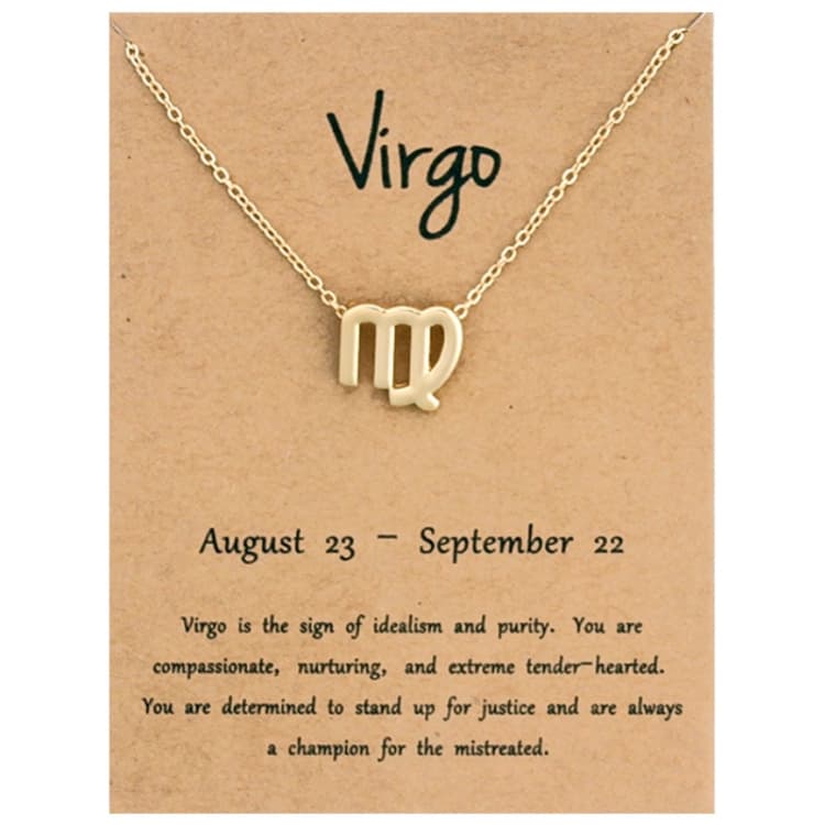 Collana corta in lega elettroplaccata con segni zodiacali, stile: Vergine dorato - Immagine 1