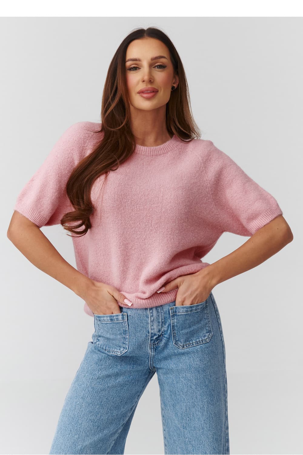 Maglione a manica corta model 224079 Makadamia