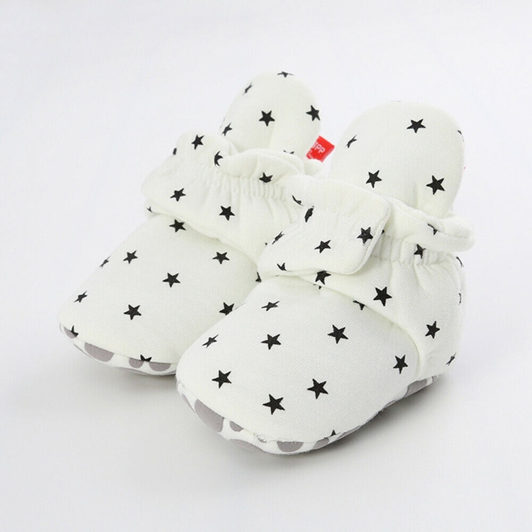 0-1 Year Old Spring and Autumn Knitted Baby Shoes Warm Toddler Cotton Shoes, Size:Inner Length 12cm(White Stars)