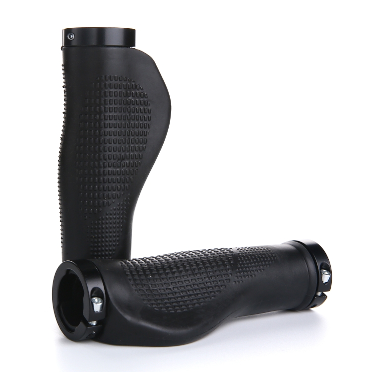 1 Pair AG21 Rubber + Alloy Lock-Rings Bicycle Flat Handlebar Grip(Black)
