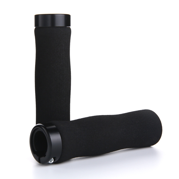 1 Pair AG28 Alloy Lock-Rings + Sponge Bicycle Handlebar Grip (Black)
