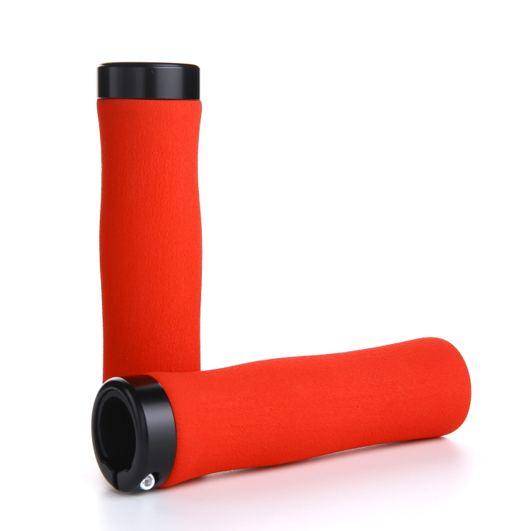 1 Pair AG28 Alloy Lock-Rings + Sponge Bicycle Handlebar Grip (Red)