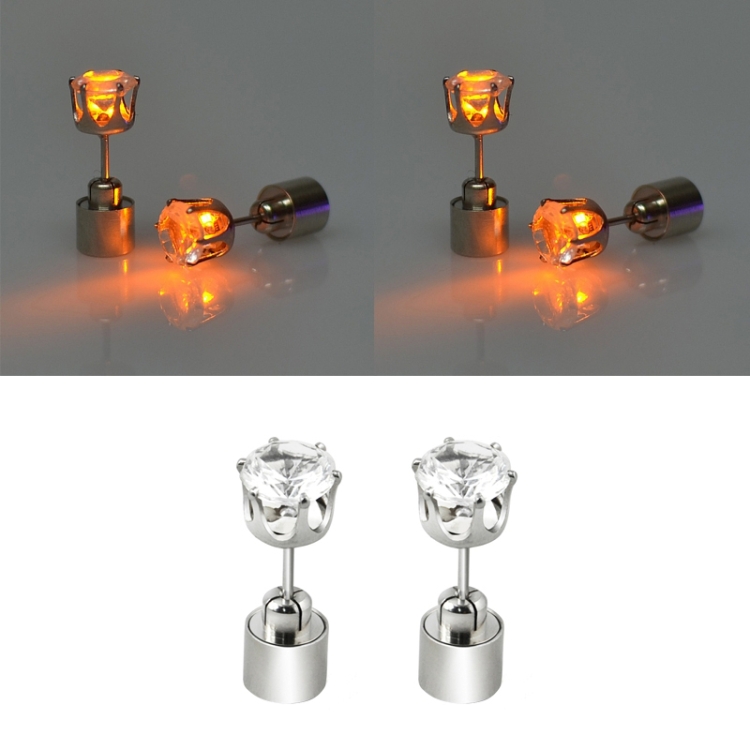 1 Pair Fashion LED Earrings Glowing Light Up Diamond Earring Stud(Orange)