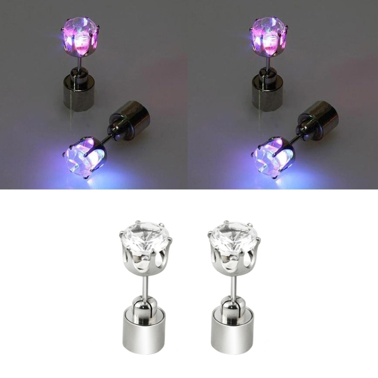 1 Pair Fashion LED Earrings Glowing Light Up Diamond Earring Stud(Pink)