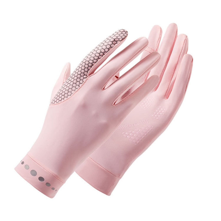 1 Pair XC-14 Riding Driving Sunscreen Anti-UV Fingerless Ice Silk Gloves, Style: Honeycomb (Pink)