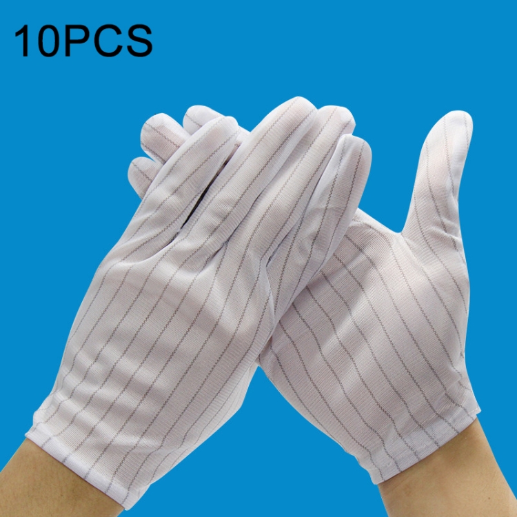 10 Pairs Anti-static Stripe Plastic Gloves, Size:Free Size