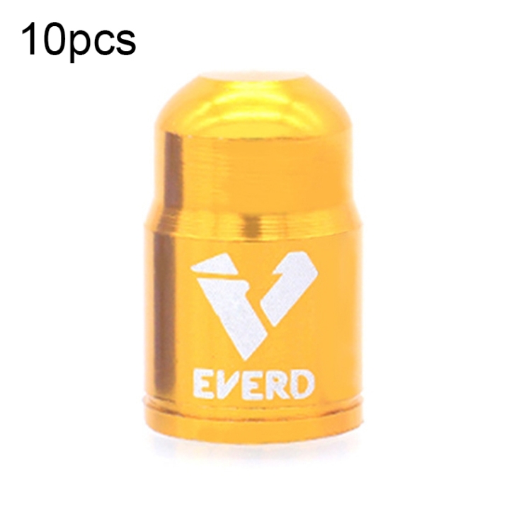 10 PCS EVERD ZH419 Mountain Road Bike Aluminum Alloy Air Mouth Cap Car Tire Dust Door Cover, Colour: Schrader (Gold)