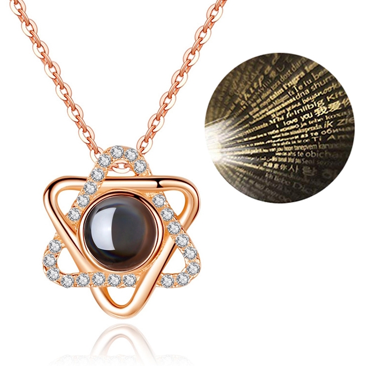 100 Language I Love You Projective Girl Six Pointed Star Pendant Necklace Jewelry