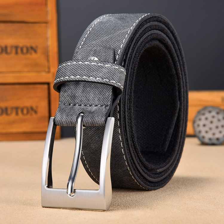 100cm Canvas Splicing Men Casual Belt Versatile Student Belt(Grey)