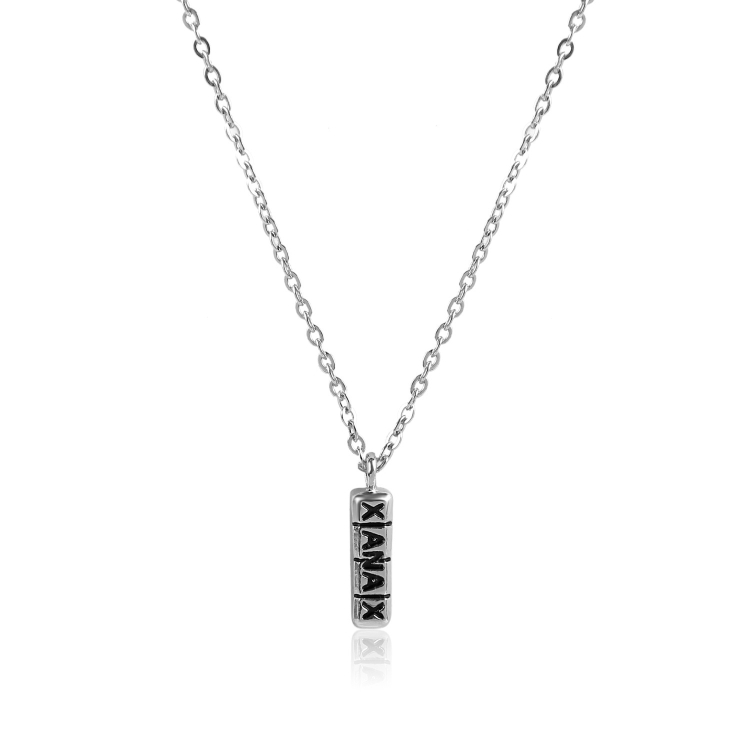 1010400302 Silver Column Exaggerated Hip Hop Style Necklace Collarbone Chains