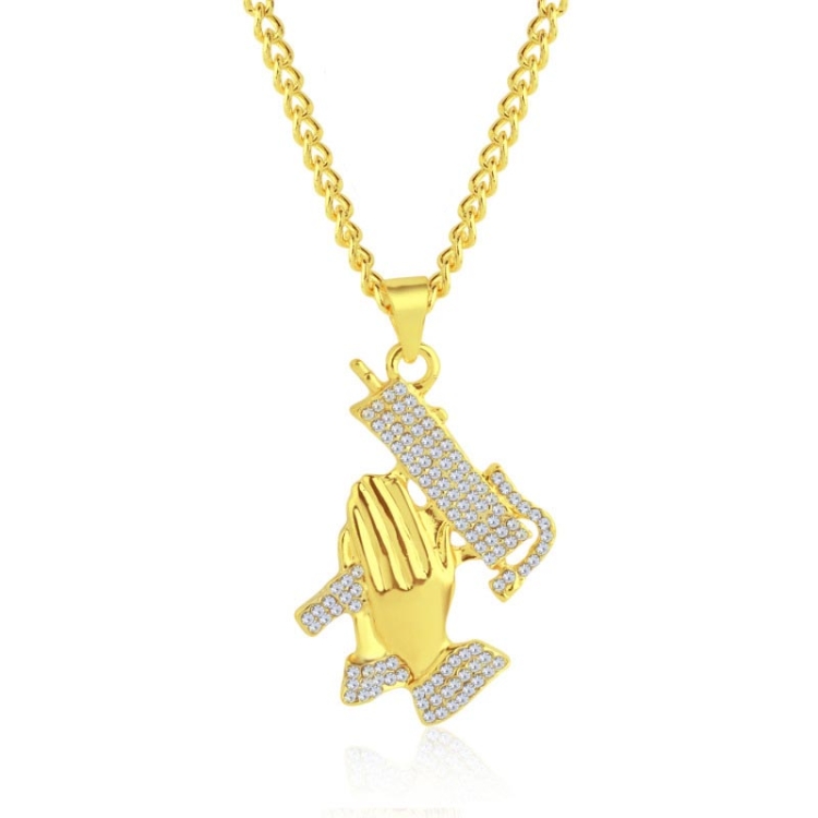 1010401302 Handheld  Exaggerated Hip Hop Style Necklace Collarbone Chains