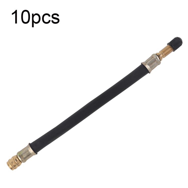 10pcs US Mouth Bicycle Pump Extension Rubber Hose, Color: Black 19cm
