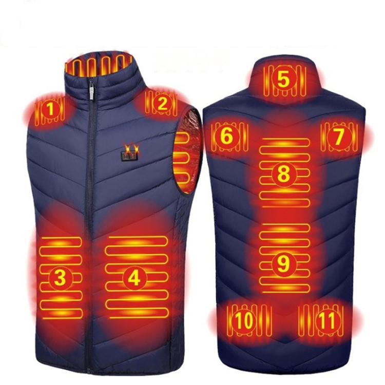 11 Area Double Control Blue USB Electric Heating Undershirt Intelligent Warm Vest(XL)
