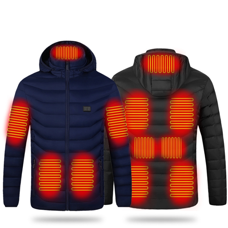 11 Zone Double Control Blue USB Winter Electric Heated Jacket Warm Thermal Jacket, Size: S