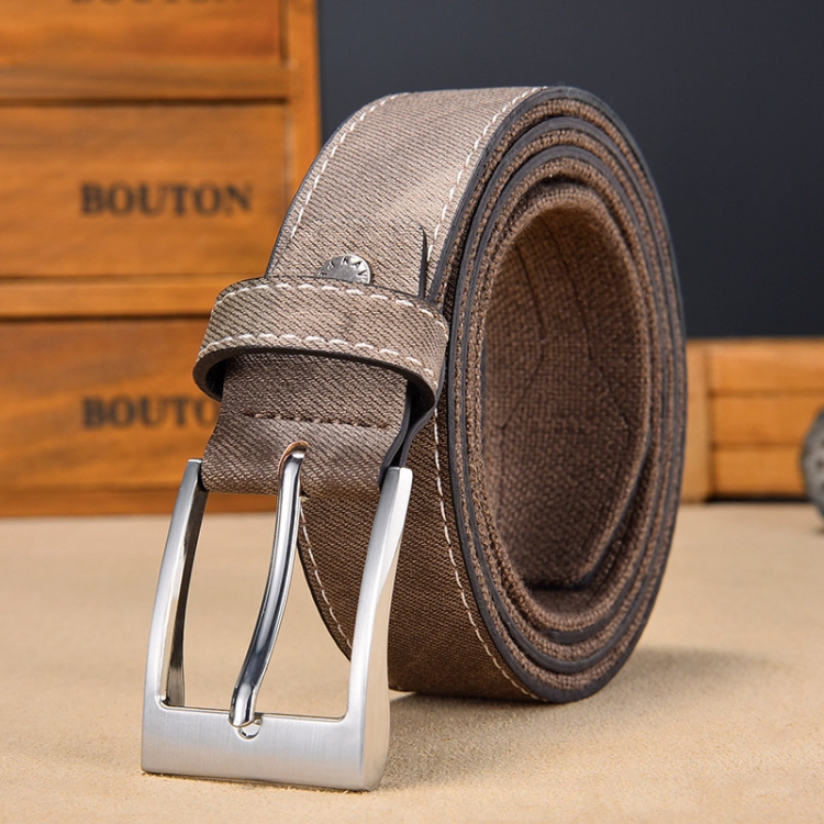 110cm Canvas Splicing Men Casual Belt Versatile Student Belt(Coffee)