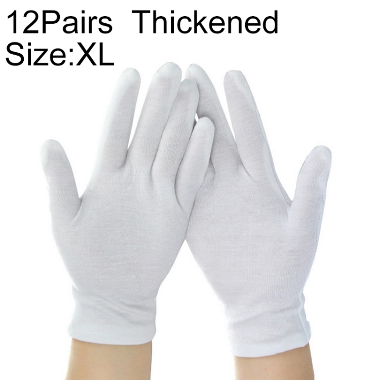 12 Pairs Pure Cotton Working Gloves, Thickened,Size:XL
