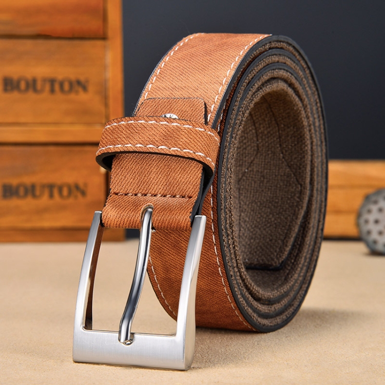 120cm Canvas Splicing Men Casual Belt Versatile Student Belt(Light Brown)