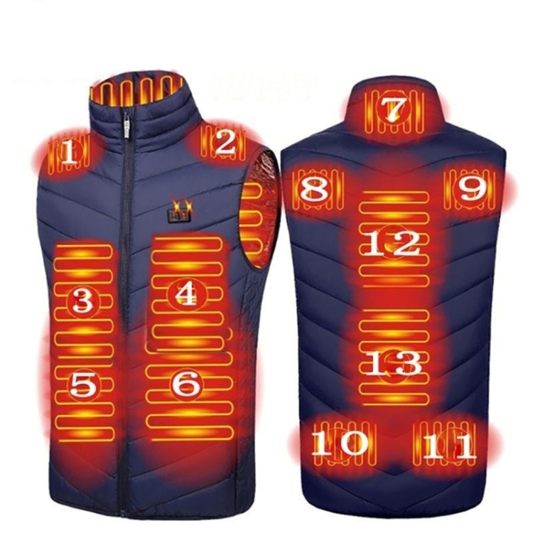 13 Area Double Control Blue USB Electric Heating Undershirt Intelligent Warm Vest(XXL)