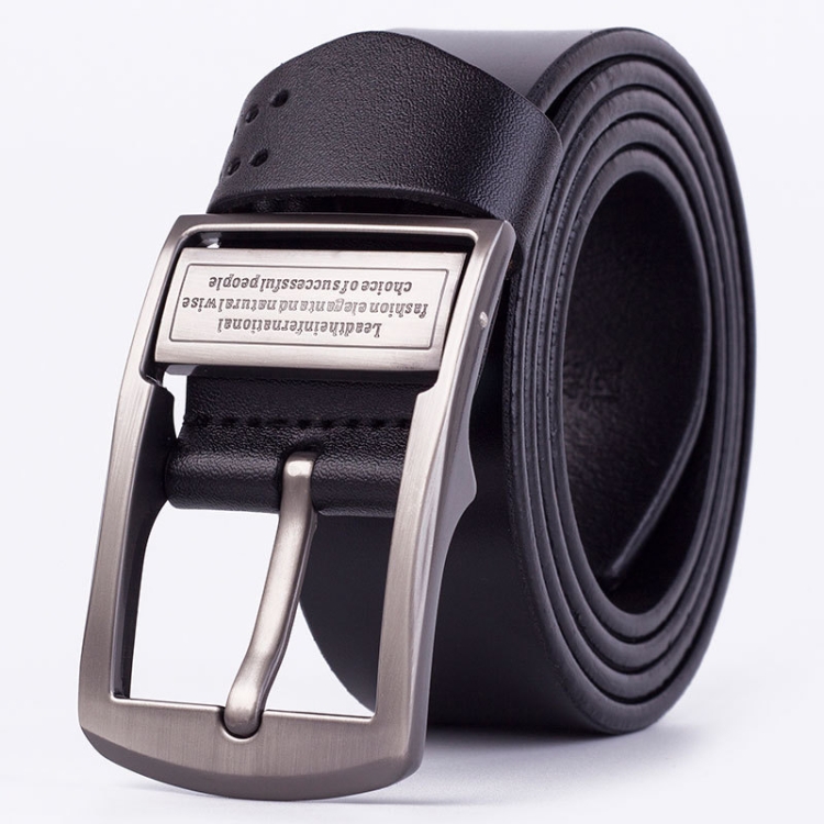 130cm Men Leather Pin Buckle Belt Retro Lacquered CowhideWaist Band(ZK-032 Black)